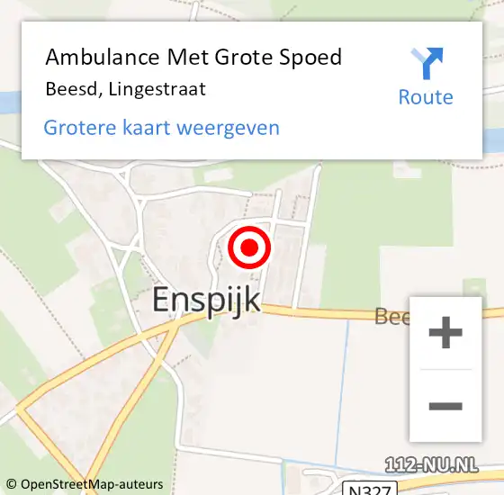 Locatie op kaart van de 112 melding: Ambulance Met Grote Spoed Naar Beesd, Lingestraat op 17 februari 2022 20:18