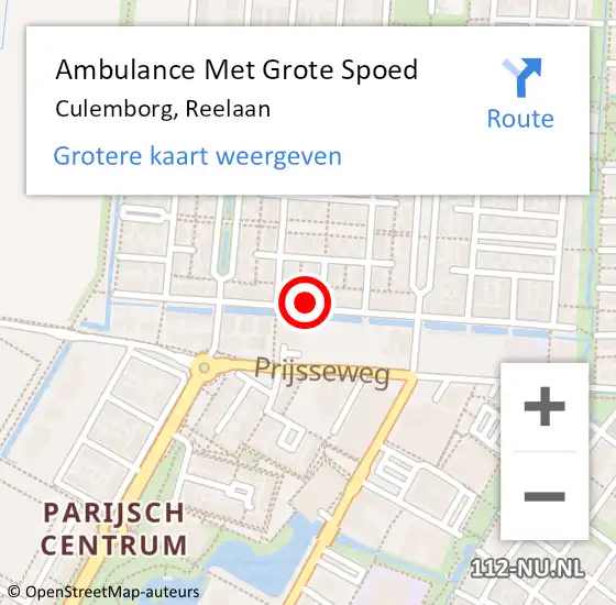 Locatie op kaart van de 112 melding: Ambulance Met Grote Spoed Naar Culemborg, Reelaan op 17 februari 2022 20:19