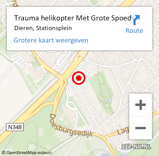Locatie op kaart van de 112 melding: Trauma helikopter Met Grote Spoed Naar Dieren, Stationsplein op 17 februari 2022 20:23