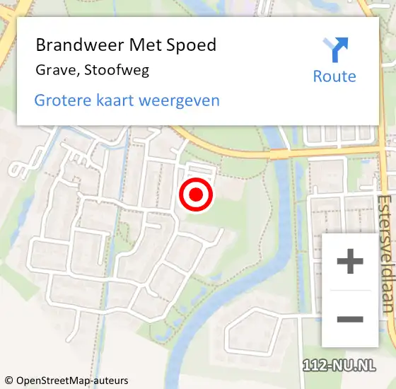 Locatie op kaart van de 112 melding: Brandweer Met Spoed Naar Grave, Stoofweg op 17 februari 2022 20:24