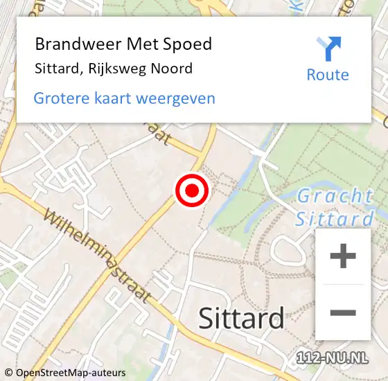 Locatie op kaart van de 112 melding: Brandweer Met Spoed Naar Sittard, Rijksweg Noord op 17 februari 2022 20:29