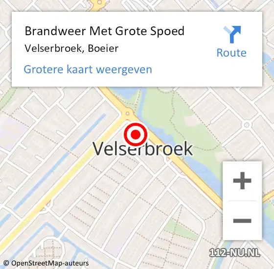 Locatie op kaart van de 112 melding: Brandweer Met Grote Spoed Naar Velserbroek, Boeier op 17 februari 2022 20:48