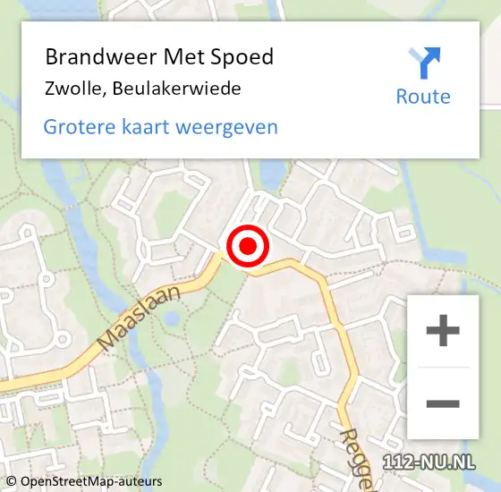 Locatie op kaart van de 112 melding: Brandweer Met Spoed Naar Zwolle, Beulakerwiede op 17 februari 2022 21:30