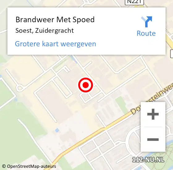 Locatie op kaart van de 112 melding: Brandweer Met Spoed Naar Soest, Zuidergracht op 17 februari 2022 21:35