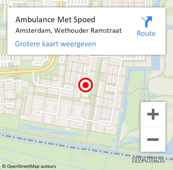 Locatie op kaart van de 112 melding: Ambulance Met Spoed Naar Amsterdam-Zuidoost, Wethouder Ramstraat op 17 februari 2022 22:16