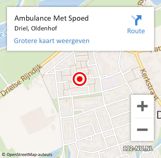 Locatie op kaart van de 112 melding: Ambulance Met Spoed Naar Driel, Oldenhof op 17 februari 2022 22:26