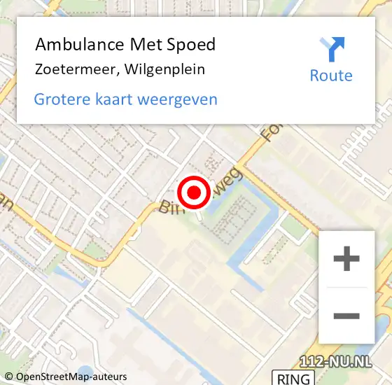 Locatie op kaart van de 112 melding: Ambulance Met Spoed Naar Zoetermeer, Wilgenplein op 17 februari 2022 23:30