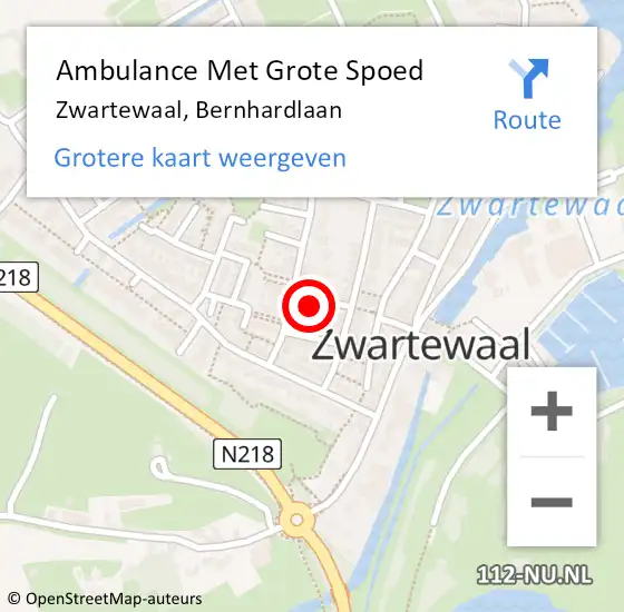 Locatie op kaart van de 112 melding: Ambulance Met Grote Spoed Naar Zwartewaal, Bernhardlaan op 17 februari 2022 23:40