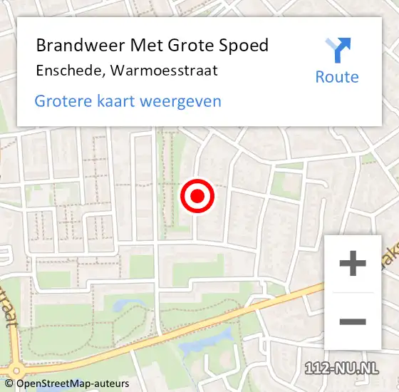 Locatie op kaart van de 112 melding: Brandweer Met Grote Spoed Naar Enschede, Warmoesstraat op 17 februari 2022 23:55