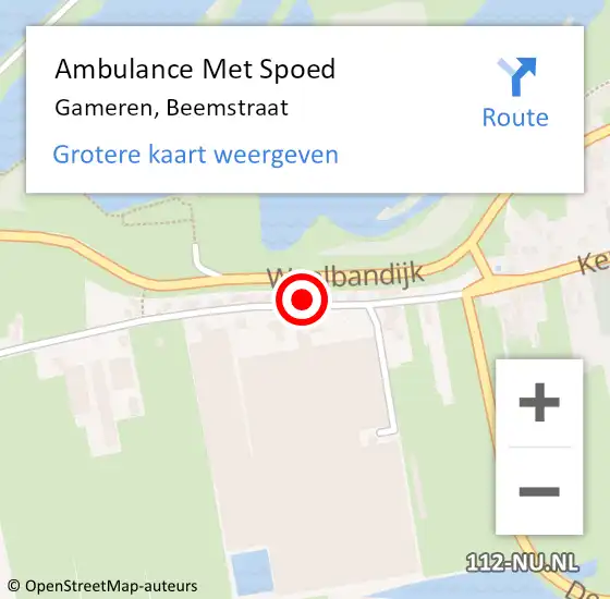 Locatie op kaart van de 112 melding: Ambulance Met Spoed Naar Gameren, Beemstraat op 17 februari 2022 23:55