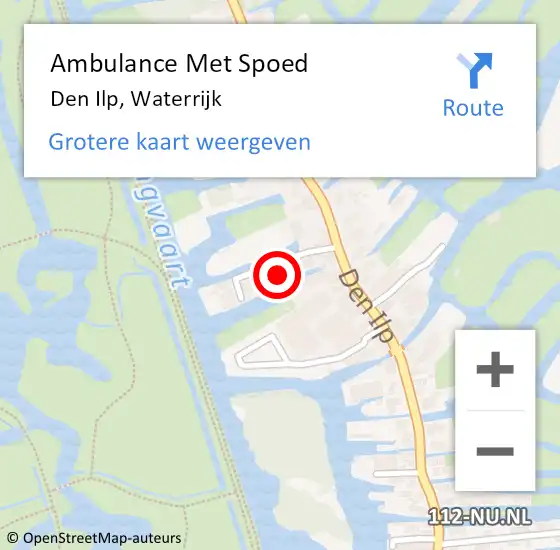 Locatie op kaart van de 112 melding: Ambulance Met Spoed Naar Den Ilp, Waterrijk op 18 februari 2022 00:00