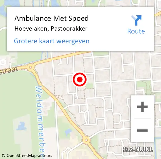 Locatie op kaart van de 112 melding: Ambulance Met Spoed Naar Hoevelaken, Pastoorakker op 18 februari 2022 00:01