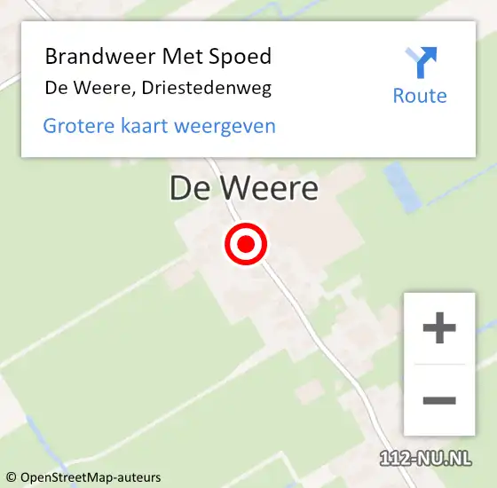 Locatie op kaart van de 112 melding: Brandweer Met Spoed Naar De Weere, Driestedenweg op 18 februari 2022 00:49