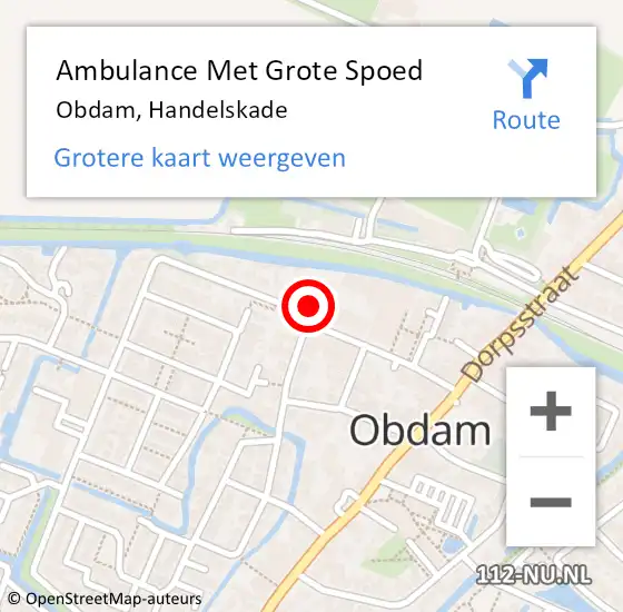 Locatie op kaart van de 112 melding: Ambulance Met Grote Spoed Naar Obdam, Handelskade op 18 februari 2022 00:57