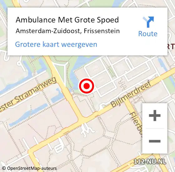 Locatie op kaart van de 112 melding: Ambulance Met Grote Spoed Naar Amsterdam-Zuidoost, Frissenstein op 18 februari 2022 01:32