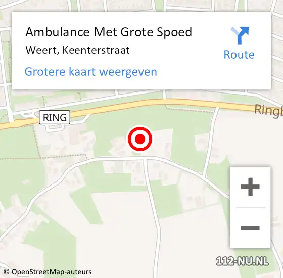 Locatie op kaart van de 112 melding: Ambulance Met Grote Spoed Naar Weert, Keenterstraat op 18 februari 2022 01:48