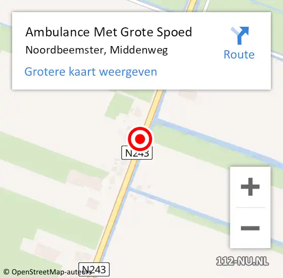 Locatie op kaart van de 112 melding: Ambulance Met Grote Spoed Naar Noordbeemster, Middenweg op 8 juli 2014 15:48