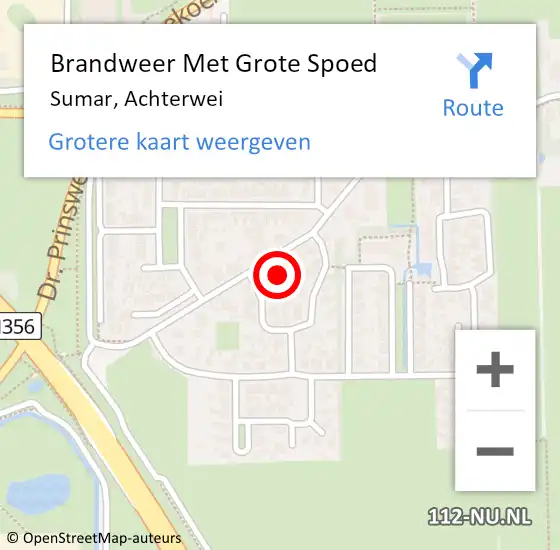 Locatie op kaart van de 112 melding: Brandweer Met Grote Spoed Naar Sumar, Achterwei op 18 februari 2022 02:00