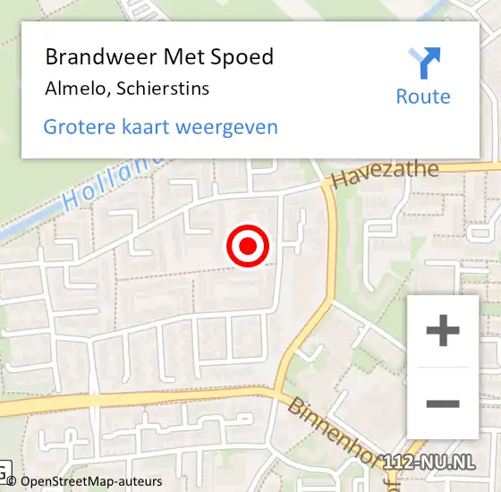 Locatie op kaart van de 112 melding: Brandweer Met Spoed Naar Almelo, Schierstins op 18 februari 2022 02:42