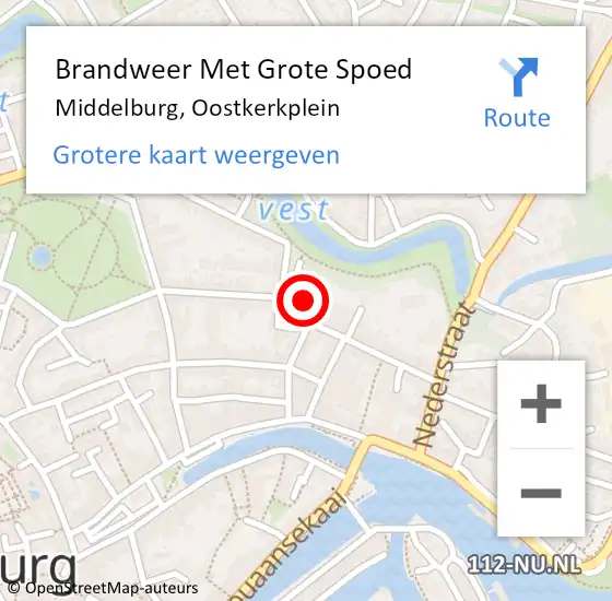 Locatie op kaart van de 112 melding: Brandweer Met Grote Spoed Naar Middelburg, Oostkerkplein op 18 februari 2022 03:21