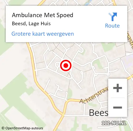 Locatie op kaart van de 112 melding: Ambulance Met Spoed Naar Beesd, Lage Huis op 18 februari 2022 06:40