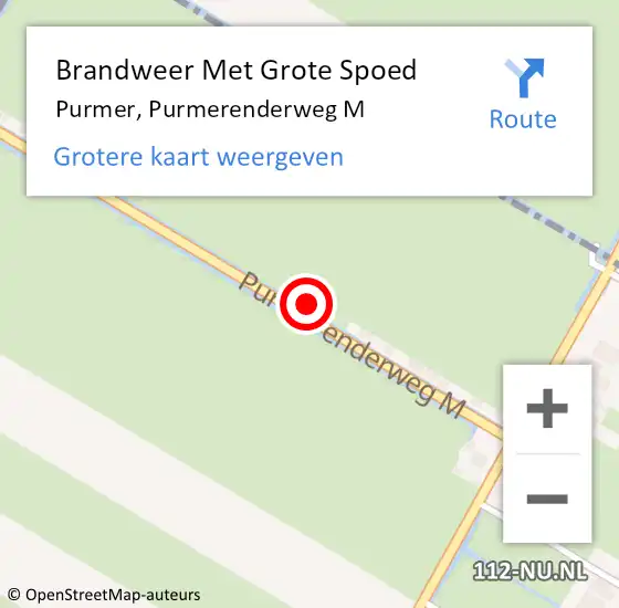 Locatie op kaart van de 112 melding: Brandweer Met Grote Spoed Naar Purmer, Purmerenderweg M op 18 februari 2022 06:49