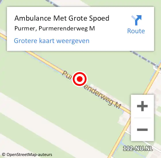 Locatie op kaart van de 112 melding: Ambulance Met Grote Spoed Naar Purmer, Purmerenderweg M op 18 februari 2022 06:50
