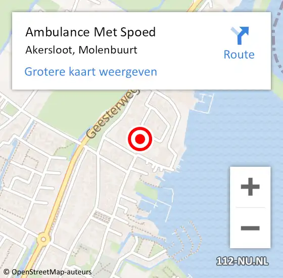 Locatie op kaart van de 112 melding: Ambulance Met Spoed Naar Akersloot, Molenbuurt op 18 februari 2022 07:11