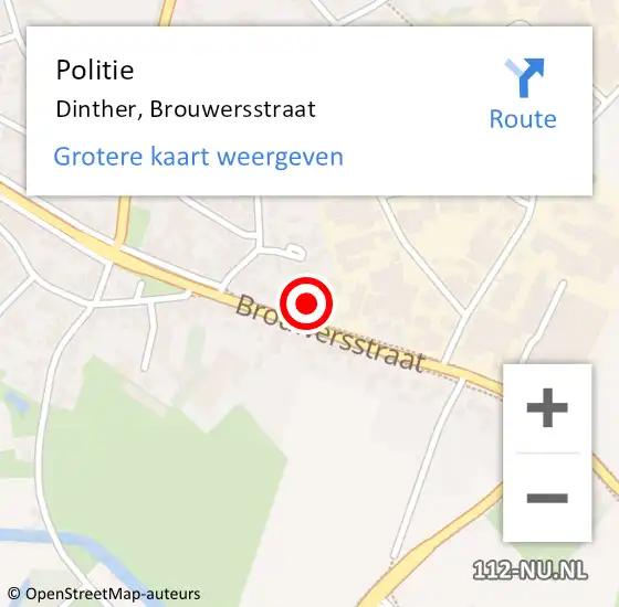 Locatie op kaart van de 112 melding: Politie Dinther, Brouwersstraat op 18 februari 2022 07:23
