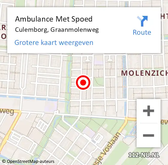 Locatie op kaart van de 112 melding: Ambulance Met Spoed Naar Culemborg, Graanmolenweg op 18 februari 2022 07:24