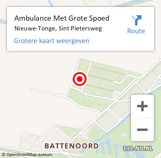 Locatie op kaart van de 112 melding: Ambulance Met Grote Spoed Naar Nieuwe-Tonge, Sint Pietersweg op 18 februari 2022 07:27