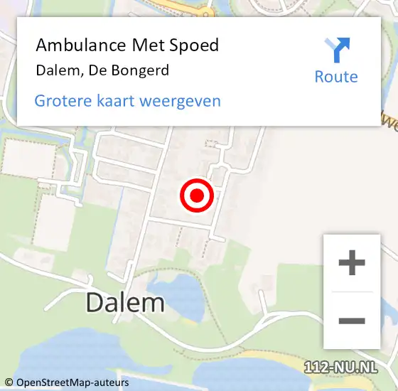 Locatie op kaart van de 112 melding: Ambulance Met Spoed Naar Dalem, De Bongerd op 18 februari 2022 07:41
