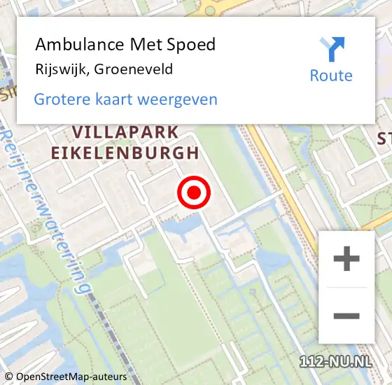 Locatie op kaart van de 112 melding: Ambulance Met Spoed Naar Rijswijk, Groeneveld op 18 februari 2022 08:08