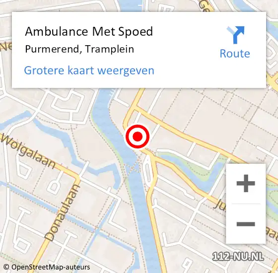 Locatie op kaart van de 112 melding: Ambulance Met Spoed Naar Purmerend, Tramplein op 18 februari 2022 08:09