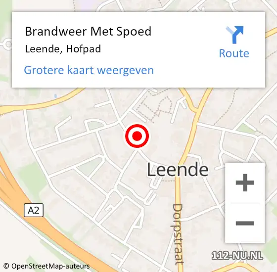 Locatie op kaart van de 112 melding: Brandweer Met Spoed Naar Leende, Hofpad op 18 februari 2022 08:12