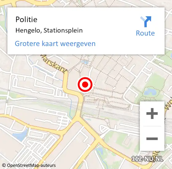 Locatie op kaart van de 112 melding: Politie Hengelo, Stationsplein op 18 februari 2022 08:14