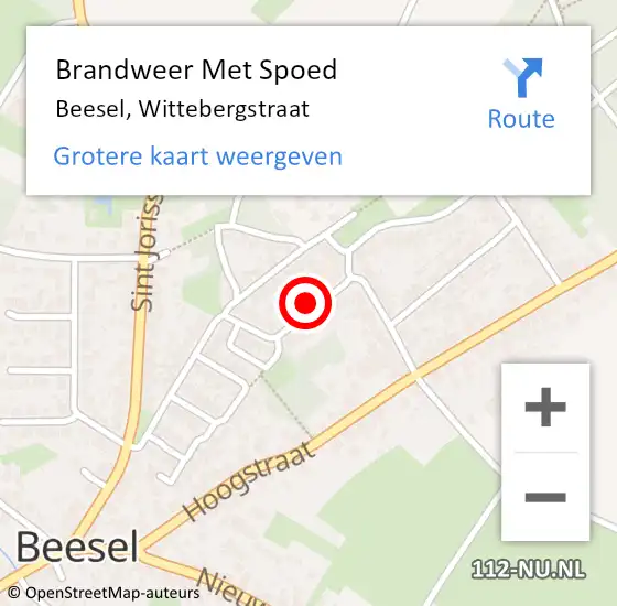 Locatie op kaart van de 112 melding: Brandweer Met Spoed Naar Beesel, Wittebergstraat op 18 februari 2022 08:25