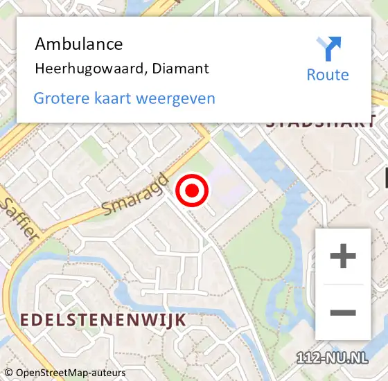 Locatie op kaart van de 112 melding: Ambulance Heerhugowaard, Diamant op 18 februari 2022 08:25