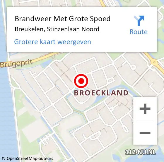 Locatie op kaart van de 112 melding: Brandweer Met Grote Spoed Naar Breukelen, Stinzenlaan Noord op 18 februari 2022 08:27