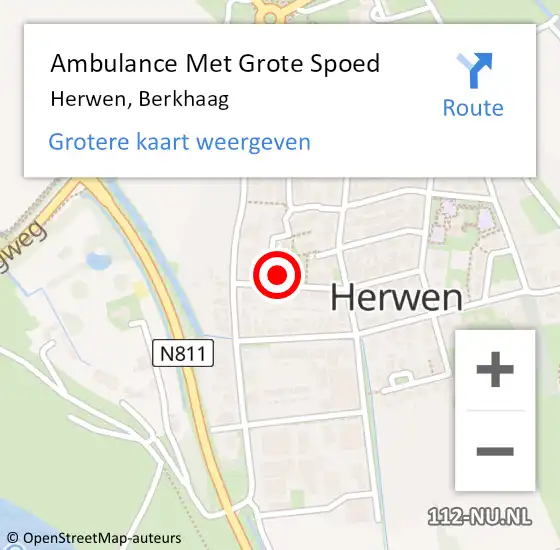 Locatie op kaart van de 112 melding: Ambulance Met Grote Spoed Naar Herwen, Berkhaag op 18 februari 2022 08:28