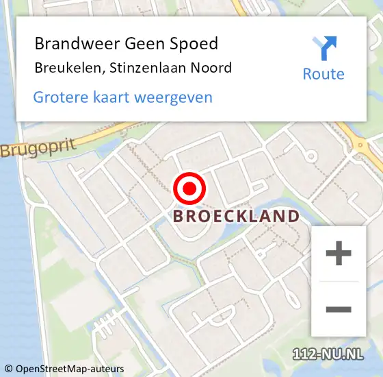 Locatie op kaart van de 112 melding: Brandweer Geen Spoed Naar Breukelen, Stinzenlaan Noord op 18 februari 2022 08:31
