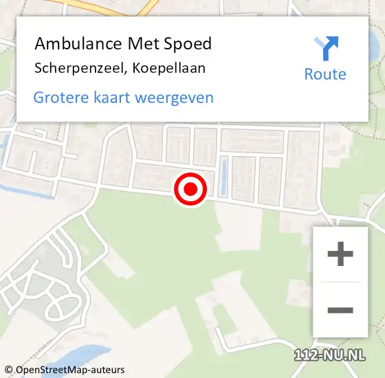 Locatie op kaart van de 112 melding: Ambulance Met Spoed Naar Scherpenzeel, Koepellaan op 18 februari 2022 08:36