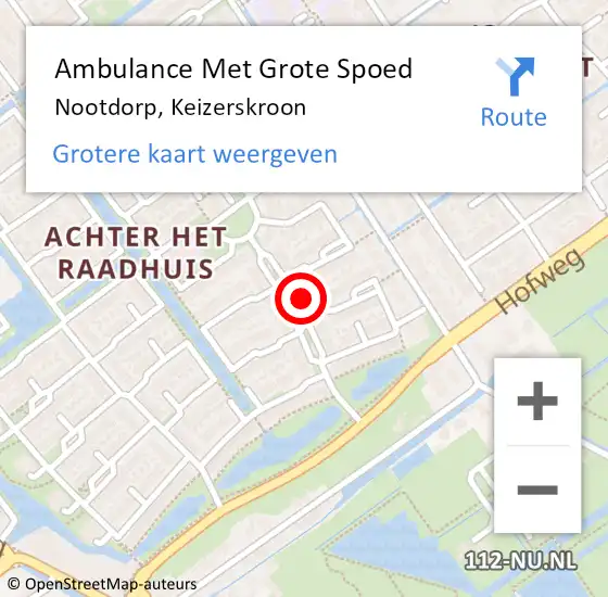 Locatie op kaart van de 112 melding: Ambulance Met Grote Spoed Naar Nootdorp, Keizerskroon op 18 februari 2022 08:39