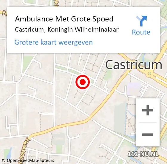 Locatie op kaart van de 112 melding: Ambulance Met Grote Spoed Naar Castricum, Koningin Wilhelminalaan op 18 februari 2022 08:55