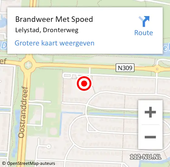 Locatie op kaart van de 112 melding: Brandweer Met Spoed Naar Lelystad, Dronterweg op 18 februari 2022 09:02