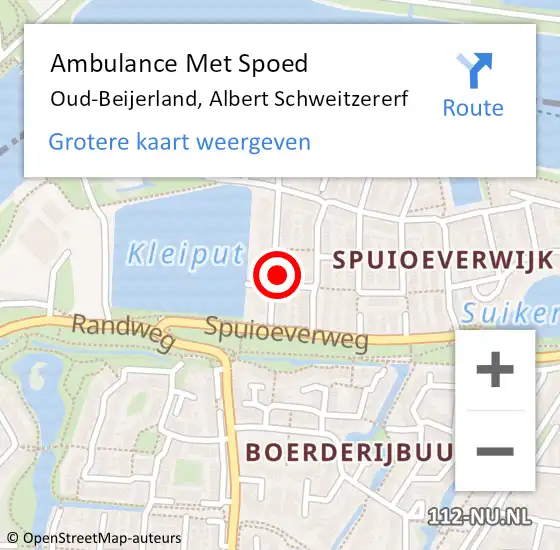 Locatie op kaart van de 112 melding: Ambulance Met Spoed Naar Oud-Beijerland, Albert Schweitzererf op 18 februari 2022 09:07