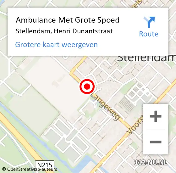 Locatie op kaart van de 112 melding: Ambulance Met Grote Spoed Naar Stellendam, Henri Dunantstraat op 18 februari 2022 09:59