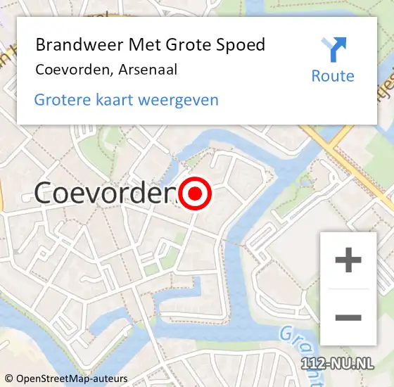 Locatie op kaart van de 112 melding: Brandweer Met Grote Spoed Naar Coevorden, Arsenaal op 18 februari 2022 10:24