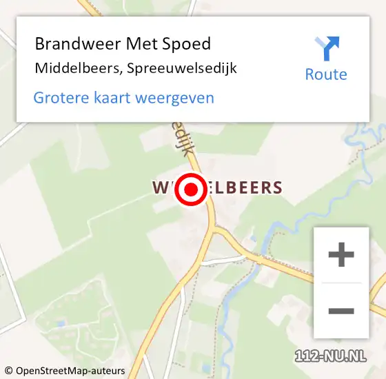 Locatie op kaart van de 112 melding: Brandweer Met Spoed Naar Oost- West- en Middelbeers, Spreeuwelsedijk op 18 februari 2022 10:33