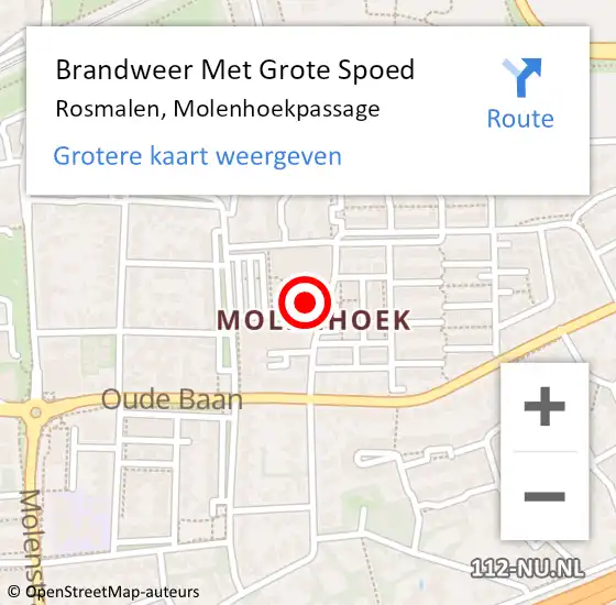 Locatie op kaart van de 112 melding: Brandweer Met Grote Spoed Naar Rosmalen, Molenhoekpassage op 18 februari 2022 10:47